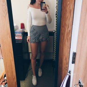 Black and white gingham skirt with ruffle